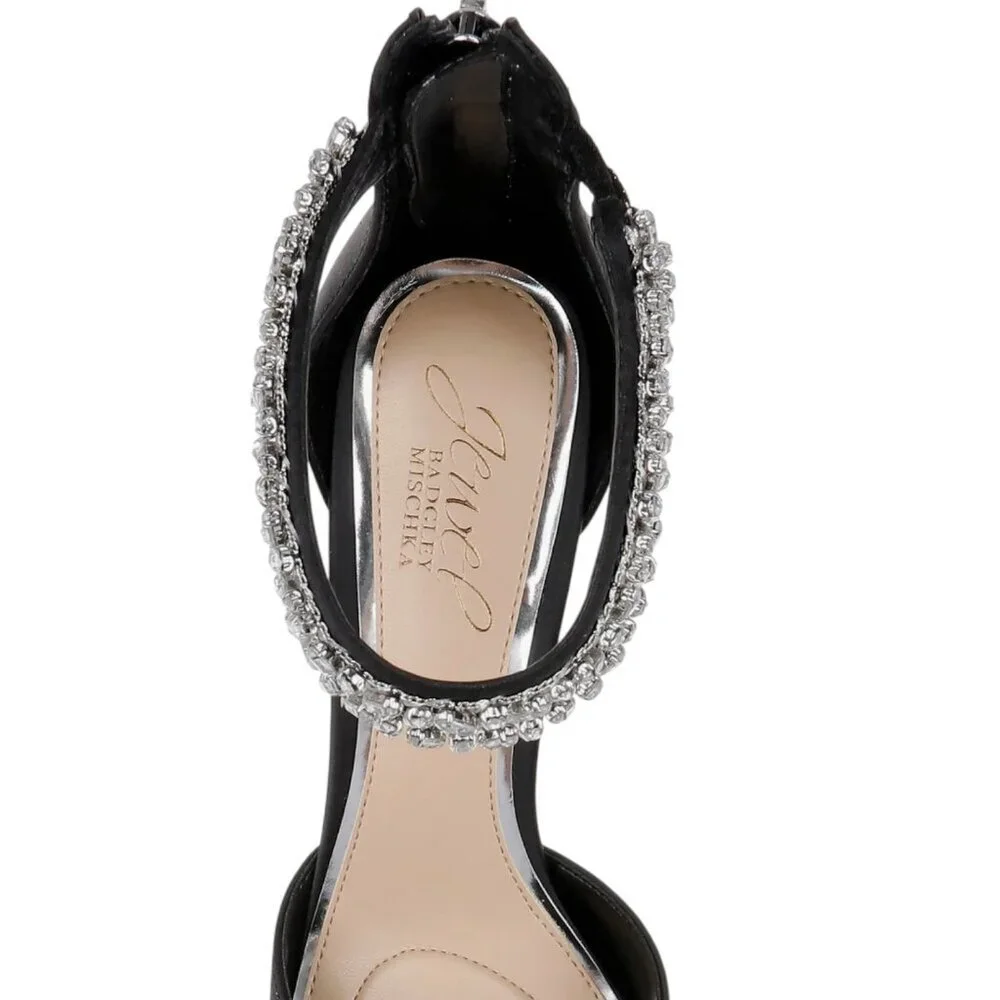 NEW Jewel Badgley Mischka Maya Pointy Toe Evening Pumps, Black, 7